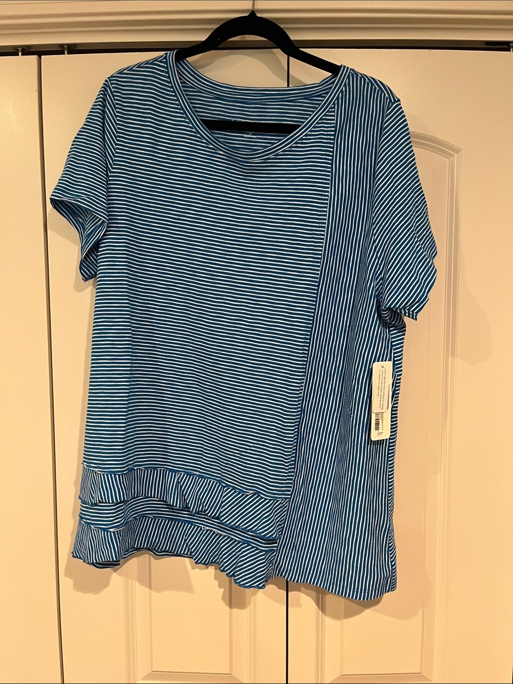 Soft Surroundings Blue and White Striped Tee